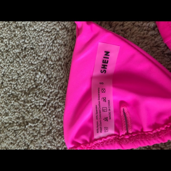 Shein bright hot pink tieup triangle halter bikini - Picture 5 of 6